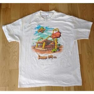 Vintage Flintstones Shirt Men XL 90s White McDonalds Movie TV 1994 Promo USA